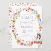 Invitation Printemps Fée Florale Premier anniversaire (Devant / Derrière)