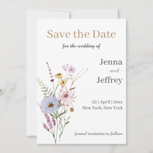 Invitation Printemps Fleur Boho Mariage Enregistrer La Date (Devant)
