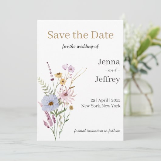 Invitation Printemps Fleur Boho Mariage Enregistrer La Date (Debout devant)