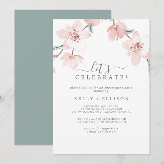 Invitation Printemps Fleur de cerisier Célébrons (Devant / Derrière)