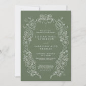 Invitation Printemps Fleur de lis mariage sauge vert blanc (Devant)