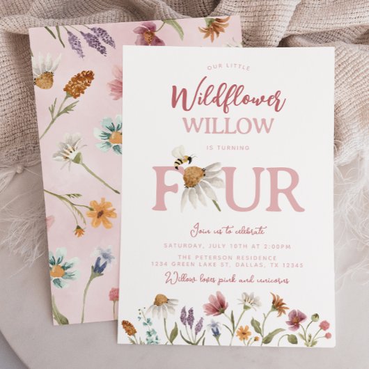 Invitation Printemps Fleur sauvage 4ème anniversaire