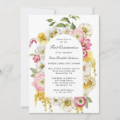 Invitation Printemps fleurit Arc Floral première communion (Devant)