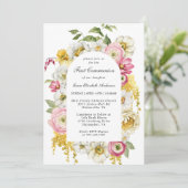 Invitation Printemps fleurit Arc Floral première communion (Debout devant)