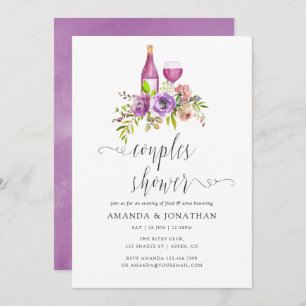 Invitation Printemps Floral Couples Douche Dégustation de vin