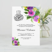 Invitation Printemps Floral Fleur bébé fille Aqiqah (Debout devant)