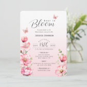 Invitation Printemps Floral rose bébé dans le Baby shower Fil (Debout devant)