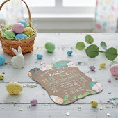 Invitation Printemps Floral Rustique Kraft Brunch de Pâques