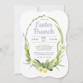 Invitation Printemps Floral Wreath Brunch de Pâques ou fête (Devant)