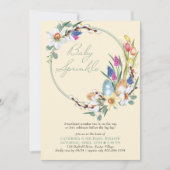 Invitation Printemps Floral Wreath Pâques Thème Bébé Sprinky (Devant)