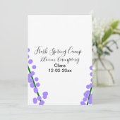 Invitation printemps frais camping fleurs de lavande nom date (Debout devant)
