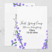Invitation printemps frais camping fleurs de lavande nom date (Devant / Derrière)