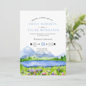 Invitation Printemps Lakeside Mountain Meadow Wedding Invite  (Debout devant)