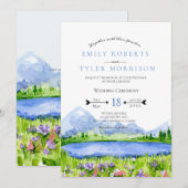 Invitation Printemps Lakeside Mountain Meadow Wedding Invite (Devant / Derrière)