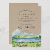 Invitation Printemps Lakeside Mountain Meadow Wedding Invite  (Devant / Derrière)