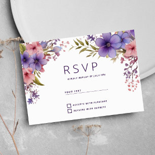 Invitation Printemps lavande rose floral RSVP