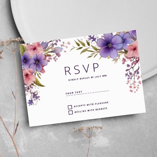 Invitation Printemps lavande rose floral RSVP