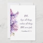 Invitation Printemps Lilac Fleurs Mariage chrétien de la Bibl (Dos)