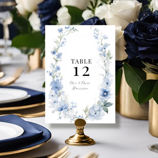 Invitation Printemps Moderne Été Floral Bleu Blanc Mariage