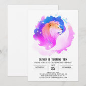 Invitation Printemps moderne Lion (Devant / Derrière)