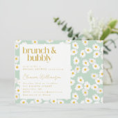 Invitation Printemps Pastel Sage Green Daisées Brunch Bubbly (Debout devant)