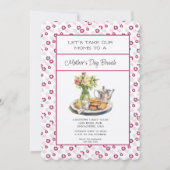 Invitation Printemps rose profond Brunch Fête des mères flora (Devant)