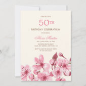 Invitation Printemps Sakura Cherry Blossom Crème rose Anniver (Devant)