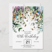 Invitation Printemps Script Fleur sauvage 40e anniversaire (Devant)