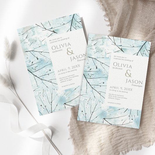 Invitation Printemps Turquoise Aqua Fleurs Abstraites Invitat