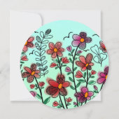 INVITATION PRINTEMPS UNIQUE ROUGE DOODLE FLEURS ANNIVERSAIRE (Dos)