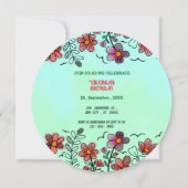 INVITATION PRINTEMPS UNIQUE ROUGE DOODLE FLEURS ANNIVERSAIRE (Devant)