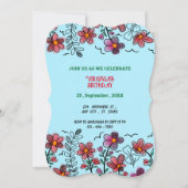 INVITATION PRINTEMPS UNIQUE ROUGE DOODLE FLEURS ANNIVERSAIRE (Devant)