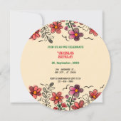 INVITATION PRINTEMPS UNIQUE ROUGE DOODLE FLEURS ANNIVERSAIRE (Devant)