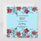 INVITATION PRINTEMPS UNIQUE ROUGE DOODLE FLEURS ANNIVERSAIRE (Devant)
