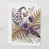Invitation Printemps violet et or Fleurs sauvages et fougères (Dos)