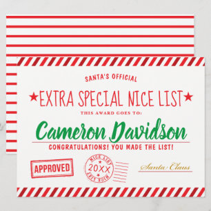 Invitation Prix de la belle liste de Noël de père Noël