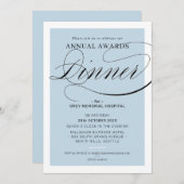 Invitation PRIX DÎNER événement faste élégant bleu pâle (Devant / Derrière)