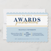 Invitation PRIX DÎNER événement moderne simple marine bleu or (Devant)