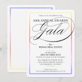 Invitation PRIX GALA DÎNER affaires moderne arc-en-ciel noir (Devant / Derrière)