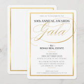 Invitation PRIX GALA DÎNER affaires moderne élégant or (Devant / Derrière)
