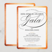 Invitation PRIX GALA DÎNER élégant affaires cuivre noir (Devant / Derrière)