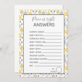 Invitation Prix juste jeux Baby shower gris/jaune (Devant / Derrière)