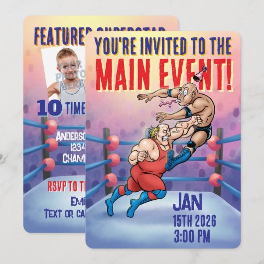 Invitation Pro Wrestling Birthday Main Event (Devant / Derrière)