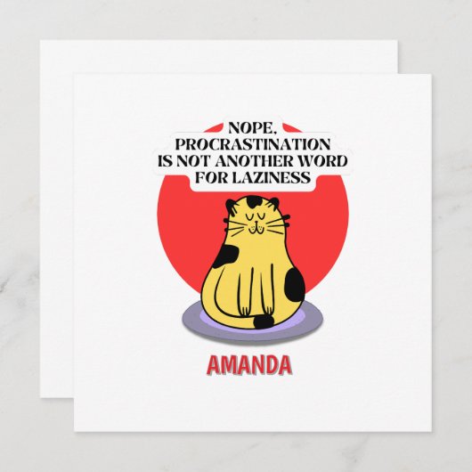 Invitation Procrastination Theme Cat's Meme (Devant / Derrière)