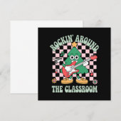 Invitation Prof chic Noël Rockin' Around la salle de classe (Devant / Derrière)