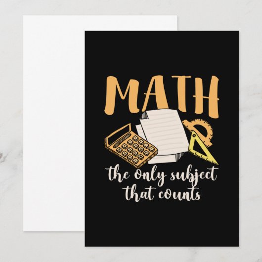 Invitation Prof de maths Math la seule matière (Devant / Derrière)