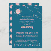 Invitation Professeur de musique notes de fête de fin d'étude (Devant / Derrière)