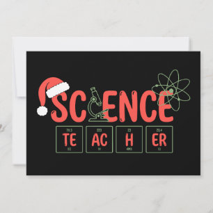 Invitation Professeur de science Noël tableau périodique Atom