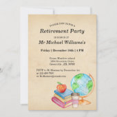 Invitation Professeurs Vintage Globe Books Parti de retraite (Devant)