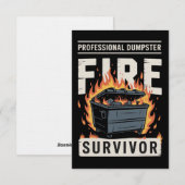 Invitation Professional Dumpster Fire Survivor Funny Work  (Devant / Derrière)